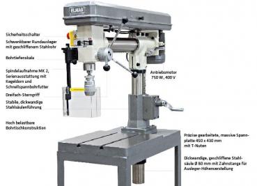 ELMAG RKBM 16 T radial V-belt table drilling machine