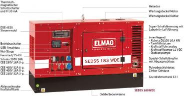 ELMAG SEDSS 183WDE-AVR-DSE4520 - Stage 3A Stromerzeuger mit KUBOTA-Motor D1105 (super-schallgedämmt)