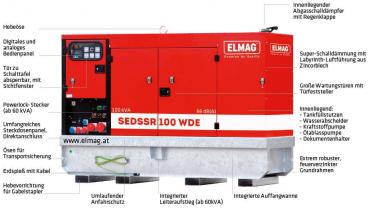 ELMAG SEDSSR 100WDE - Stage3A Stromerzeuger mit VOLVO Dieselmotor TAD551GE (super-schallgedämmt, Vermietversion)