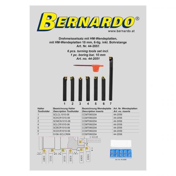 Bernardo 6 pcs. turning tools set incl. 1 pc. boring bar, 10 mm