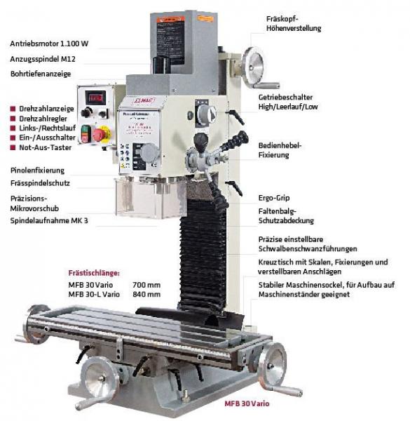 ELMAG MFB 30-L Vario Getriebe Fräsmaschine-Bohrmaschine​