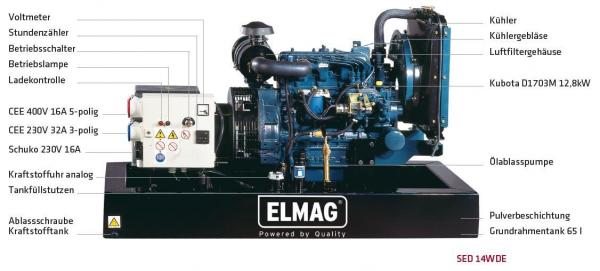 ELMAG SED 14WDE Stromerzeuger mit KUBOTA-Motor D1703M