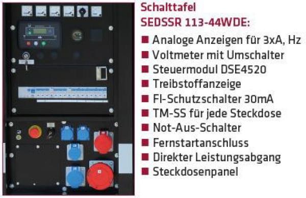 ELMAG Stromerzeuger SEDSSR 34WDE-AVR-DSE4520 - Stage 3A mit KUBOTA-Motor V3300 (super-schallgedämmt, Vermietversion)
